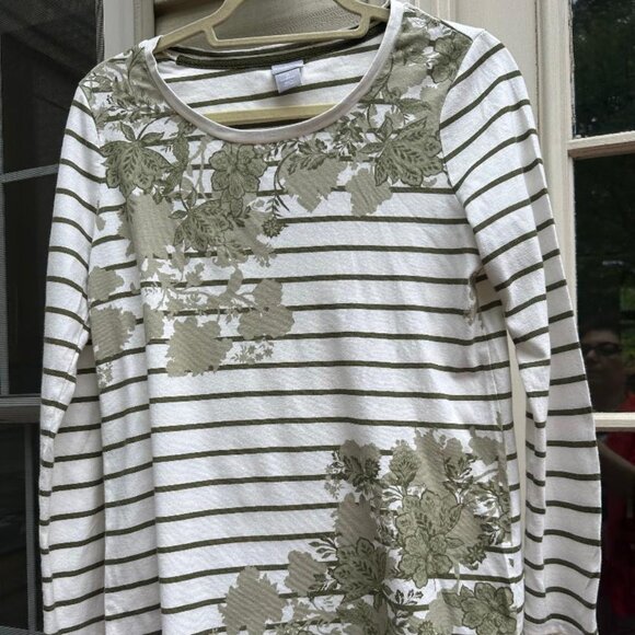 Chico's Zenergy Striped Garden Tunic Tee, Size Chico's 0 / US (4/6-S) - Picture 1 of 8